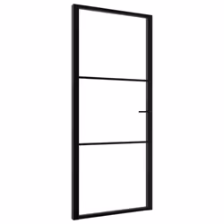 vidaXL Interior Door Barn Door Sliding Door ESG Glass and Aluminium Black - Additional view 5
