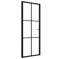 vidaXL Interior Door Barn Door Sliding Door ESG Glass and Aluminium Black