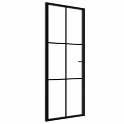 vidaXL Interior Door Barn Door Sliding Door ESG Glass and Aluminium Black