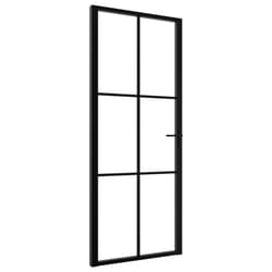 vidaXL Interior Door Barn Door Sliding Door ESG Glass and Aluminium Black