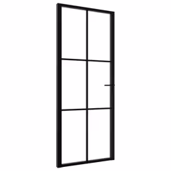 vidaXL Interior Door Barn Door Sliding Door ESG Glass and Aluminium Black
