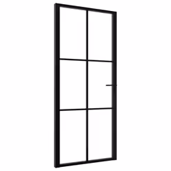 vidaXL Interior Door Barn Door Sliding Door ESG Glass and Aluminium Black