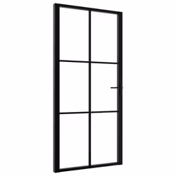 vidaXL Interior Door Barn Door Sliding Door ESG Glass and Aluminium Black