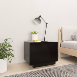vidaXL Bedside Cabinet Black Engineered Wood Nightstand Beside Table Unit