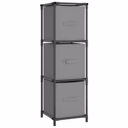 vidaXL Storage Cabinet with 3 Fabric Drawers Grey Steel Sideboard Cabinet