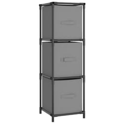 vidaXL Storage Cabinet with 3 Fabric Drawers Grey Steel Sideboard Cabinet