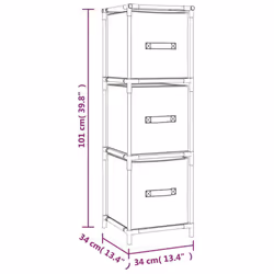 vidaXL Storage Cabinet with 3 Fabric Drawers Grey Steel Sideboard Cabinet