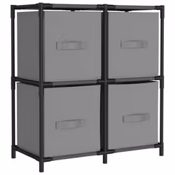 vidaXL Storage Cabinet with 4 Fabric Baskets Drawer Organiser Rack Unit Steel - grey