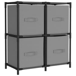 vidaXL Storage Cabinet with 4 Fabric Baskets Drawer Organiser Rack Unit Steel - grey