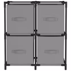 vidaXL Storage Cabinet with 4 Fabric Baskets Drawer Organiser Rack Unit Steel - grey
