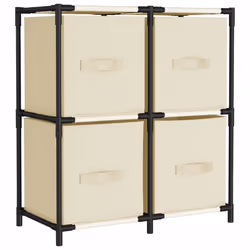 vidaXL Storage Cabinet with 4 Fabric Baskets Drawer Organiser Rack Unit Steel - cream