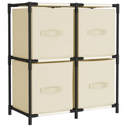 vidaXL Storage Cabinet with 4 Fabric Baskets Drawer Organiser Rack Unit Steel - cream