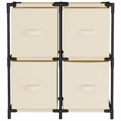 vidaXL Storage Cabinet with 4 Fabric Baskets Drawer Organiser Rack Unit Steel - cream - Additional view 4