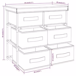 vidaXL Storage Cabinet with 6 Drawers Storage Organiser Drawer Chest Steel - black