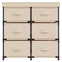 vidaXL Storage Cabinet with 6 Drawers Storage Organiser Drawer Chest Steel - cream