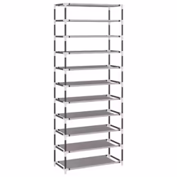 ) vidaXL Shoe Cabinet Fabric Storage Rack Multi Colours 60x28x90 cm/60x30x166 cm - Grey, 60 x 30 x 166 cm (W x D x H - Additional view 5