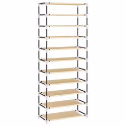 ) vidaXL Shoe Cabinet Fabric Storage Rack Multi Colours 60x28x90 cm/60x30x166 cm - Cream, 60 x 30 x 166 cm (W x D x H - Additional view 5