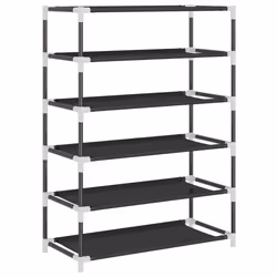 ) vidaXL Shoe Cabinet Fabric Storage Rack Multi Colours 60x28x90 cm/60x30x166 cm - Black, 60 x 28 x 90 cm (W x D x H - Additional view 5