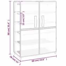 ) vidaXL Shoe Cabinet Fabric Storage Rack Multi Colours 60x28x90 cm/60x30x166 cm - Black, 60 x 28 x 90 cm (W x D x H - Additional view 7