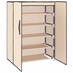 ) vidaXL Shoe Cabinet Fabric Storage Rack Multi Colours 60x28x90 cm/60x30x166 cm - Cream, 60 x 28 x 90 cm (W x D x H - Additional view 4