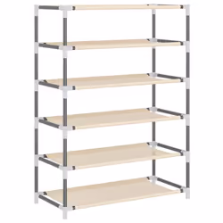 ) vidaXL Shoe Cabinet Fabric Storage Rack Multi Colours 60x28x90 cm/60x30x166 cm - Cream, 60 x 28 x 90 cm (W x D x H - Additional view 5