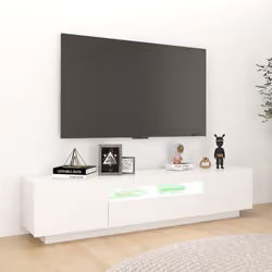 vidaXL TV Cabinet with LED Lights White Bedroom TV Stand Unit Hifi Cabinet