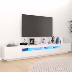 vidaXL TV Cabinet with LED Lights White Bedroom TV Stand Unit Hifi Cabinet