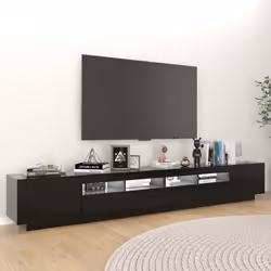 vidaXL TV Cabinet with LED Lights Black Bedroom TV Stand Unit Hifi Cabinet