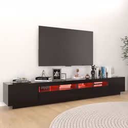 vidaXL TV Cabinet with LED Lights Black Bedroom TV Stand Unit Hifi Cabinet