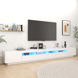 vidaXL TV Cabinet with LED Lights White Bedroom TV Stand Unit Hifi Cabinet