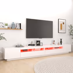 vidaXL TV Cabinet with LED Lights White Bedroom TV Stand Unit Hifi Cabinet
