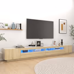vidaXL TV Cabinet with LED Lights Sonoma Oak TV Stand Living Room Hifi Cabinet