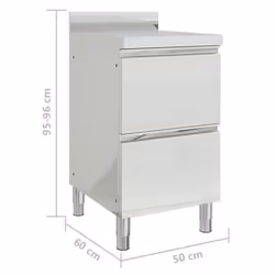 vidaXL 1/2X Commercial Kitchen Cabinet Stainless Steel Home with 2/3 Drawers - cabinet with 2 drawers, 1 pcs - Additional view 6
