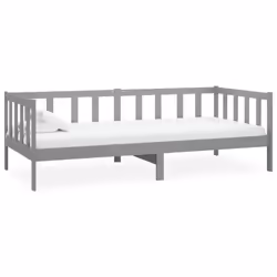 vidaXL Solid Pinewood Day Bed 90x200 cm Grey Wooden Sleepover Overnight Bed