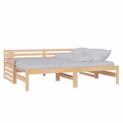 vidaXL Solid Pinewood Pull-out Day Bed 2x(90x200) cm Wooden Sleepover Sofa Bed