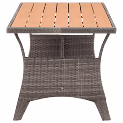 vidaXL Garden Table Grey Poly Rattan Outdoor Patio Dining Dinner Table Desk