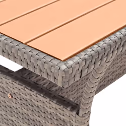 vidaXL Garden Table Grey Poly Rattan Outdoor Patio Dining Dinner Table Desk - Additional view 4