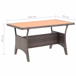 vidaXL Garden Table Grey Poly Rattan Outdoor Patio Dining Dinner Table Desk - Additional view 5
