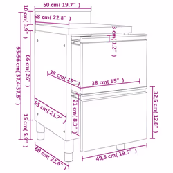 vidaXL 1/2X Commercial Kitchen Cabinet Stainless Steel Home with 2/3 Drawers - cabinet with 2 drawers, 2 pcs