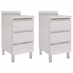 vidaXL 1/2X Commercial Kitchen Cabinet Stainless Steel Home with 2/3 Drawers - cabinet with 3 drawers, 2 pcs