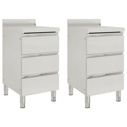 vidaXL 1/2X Commercial Kitchen Cabinet Stainless Steel Home with 2/3 Drawers - cabinet with 3 drawers, 2 pcs