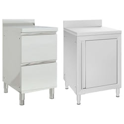 vidaXL 1/2X Commercial Kitchen Cabinet Stainless Steel Home with 2/3 Drawers - cabinet + cabinet with 2 drawers, 2 pcs