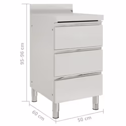 vidaXL 1/2X Commercial Kitchen Cabinet Stainless Steel Home with 2/3 Drawers - cabinet + cabinet with 3 drawers, 2 pcs - Additional view 7