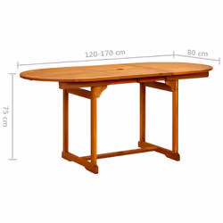 vidaXL Solid Acacia Wood Garden Dining Table Extendable Outdoor Patio Table - Additional view 4