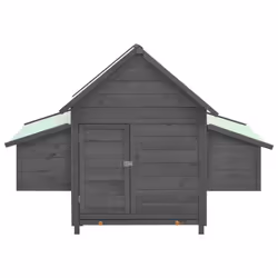 vidaXL Solid Firwood Chicken Coop Grey and White Wooden Hen House Hutch Cage - Additional view 5