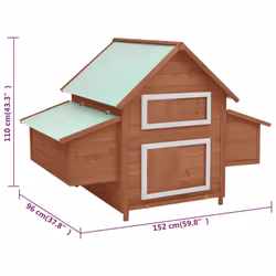 vidaXL Solid Firwood Chicken Coop Mocha and White Wooden Hen House Hutch Cage - Additional view 6