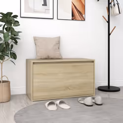vidaXL Hall Bench Sonoma Oak Engineered Wood Box Hallway Indoor Storage Bench