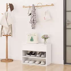 vidaXL Shoe Bench White Engineered Wood Shoe Organiser Cabinet Rack Hall Bench