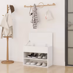 vidaXL Shoe Bench White Engineered Wood Shoe Organiser Cabinet Rack Hall Bench