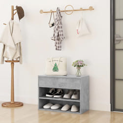 vidaXL Shoe Bench Concrete Grey Engineered Wood Shoe Organiser Cabinet Bench